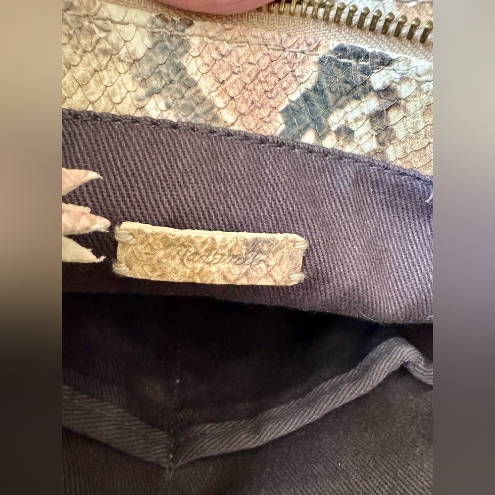 Madewell Zip-Top Small Transport Crossbody Snake Embossed Leather Blush Multi - Picture 6 of 8